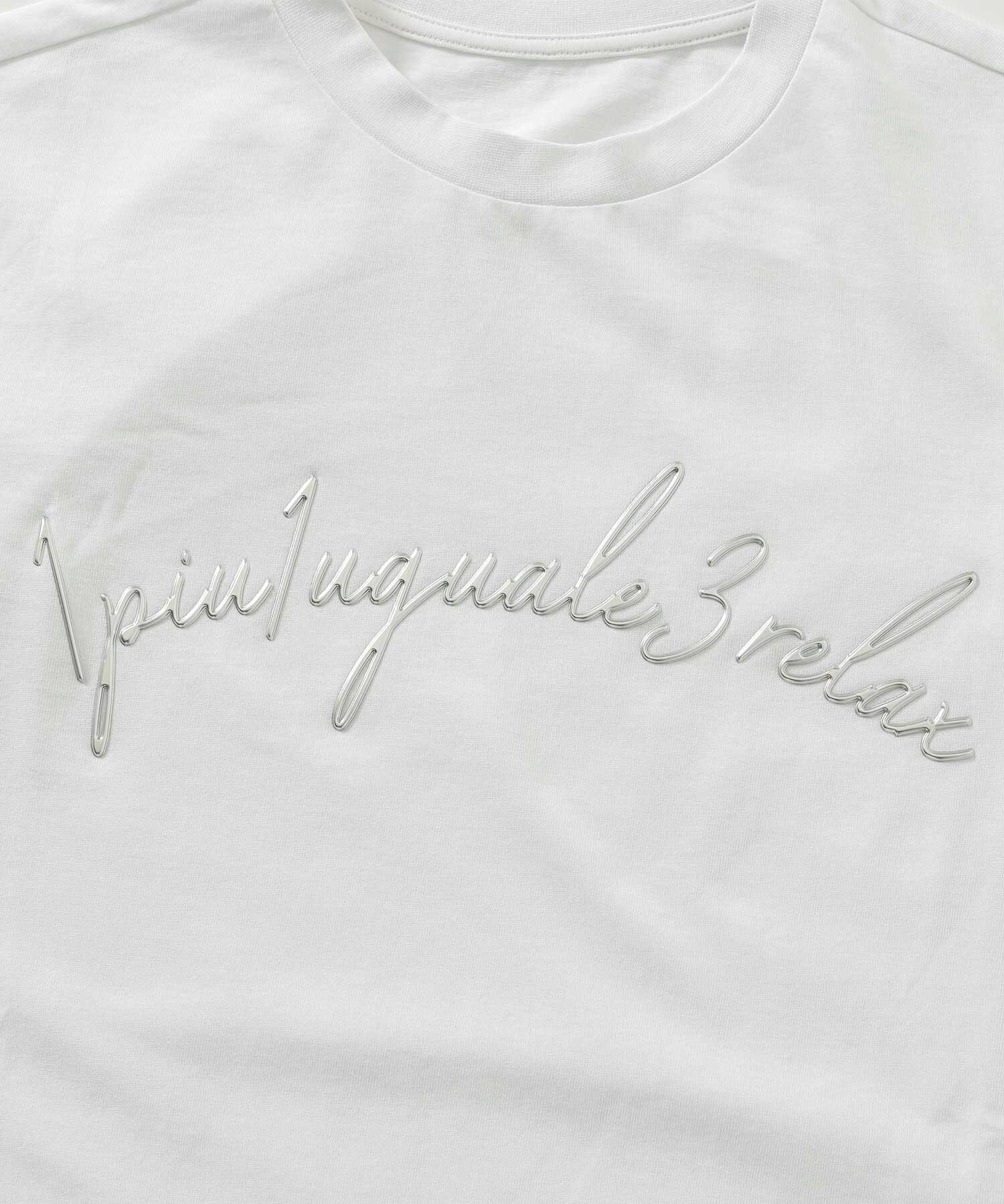 (M)1PIU1UGUALE3 RELAX/UST-24053THメタリックアーチロゴ半袖Tシャツ